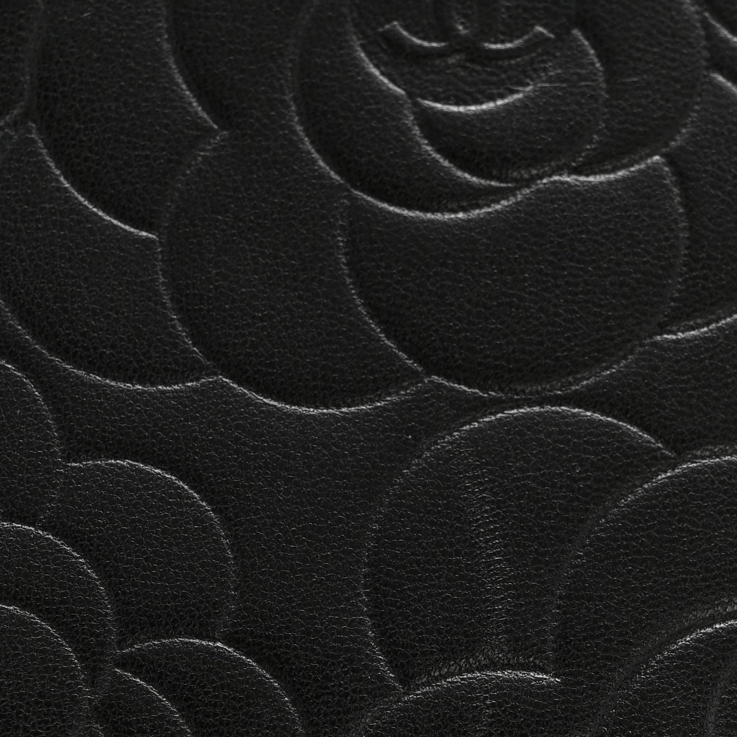 Lambskin Camellia Embossed Zip Around Organizer Wallet Black