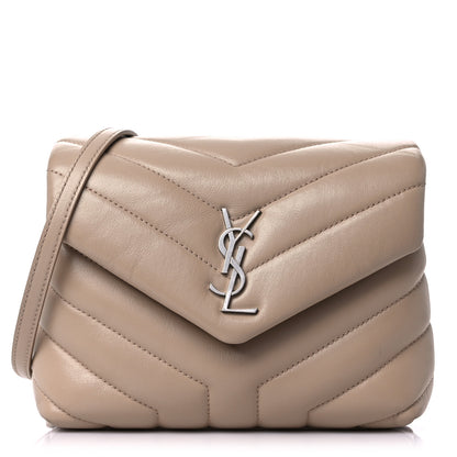 Saint Laurent Calfskin Y Quilted Monogram Toy Loulou Crossbody Bag Latte 1 of 15