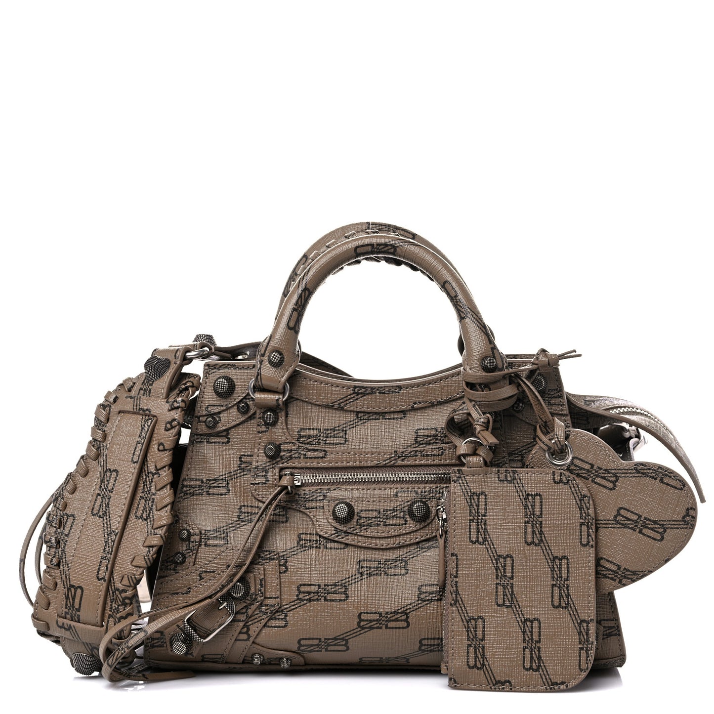 Coated Canvas BB Monogram Neo Cagole Handbag XS Beige Brown