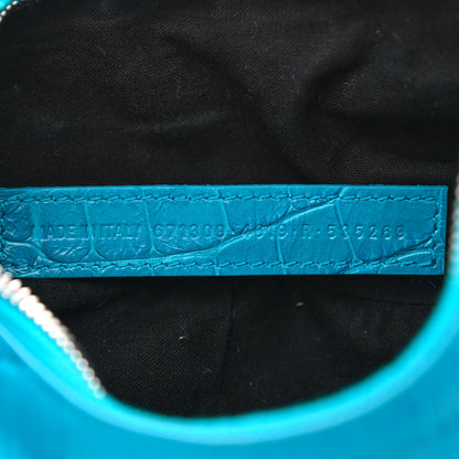 Balenciaga Extra Supple Calfskin Crocodile Embossed Le Cagole Shoulder Bag XS Turquoise 7 of 12
