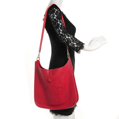 Hermes Taurillon Clemence Evelyne GM Rouge H 2 of 15