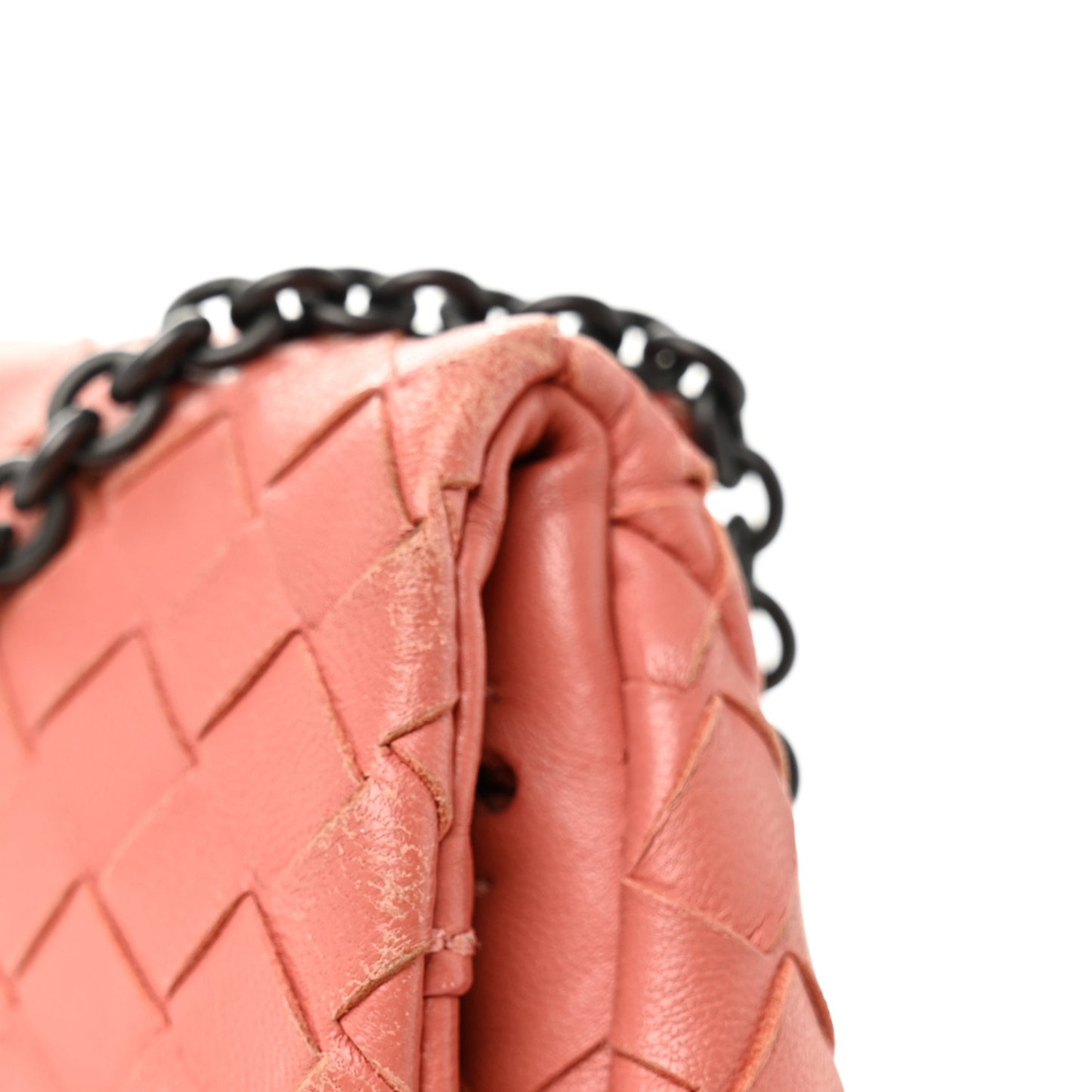 Nappa Intrecciato Small Chain Crossbody Peach