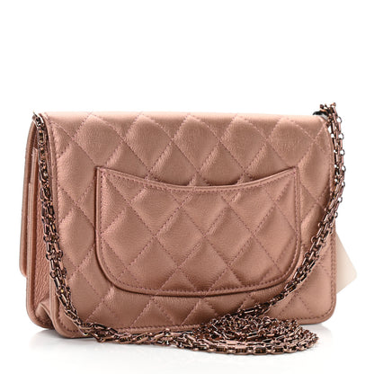 Chanel Metallic Grained Calfskin Quilted 2.55 Reissue Wallet on Chain WOC Copper Pink 3 of 12