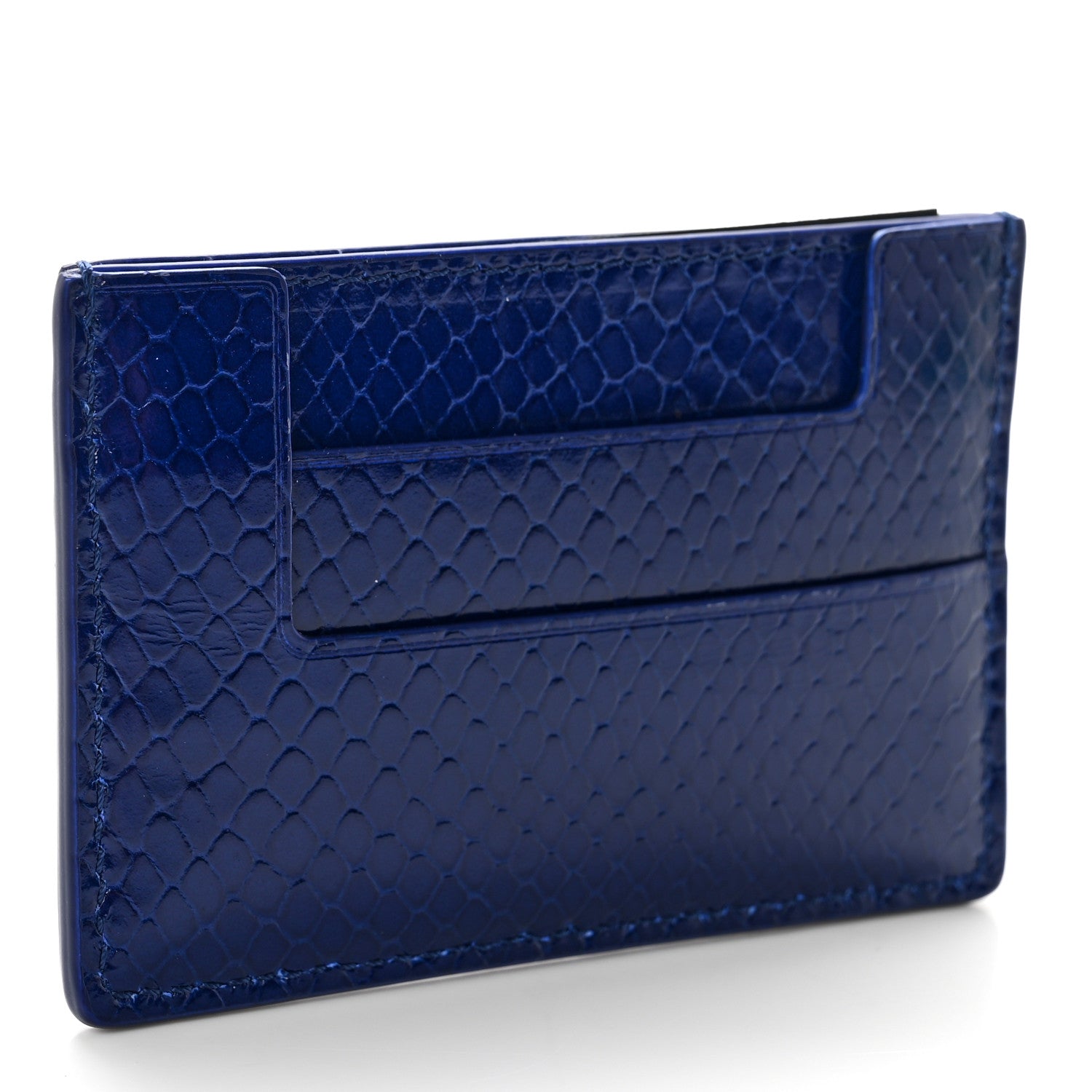 Tom Ford Python Embossed Calfskin Card Holder Yves Blue 3 of 7