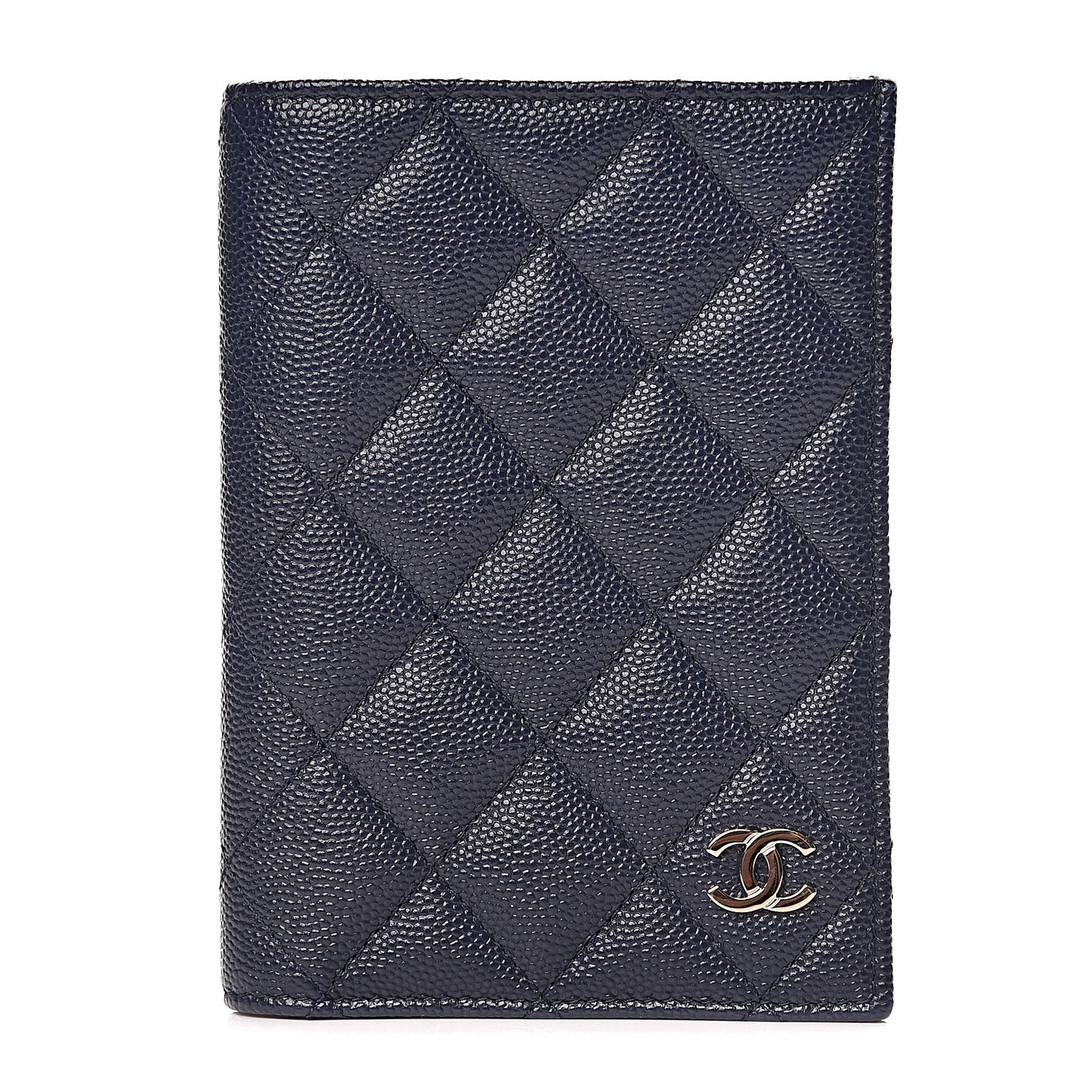 Caviar Quilted Passport Holder Navy Blue