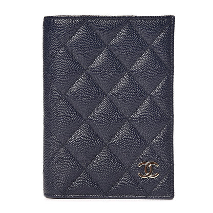 Chanel Caviar Quilted Passport Holder Navy Blue 1 of 8