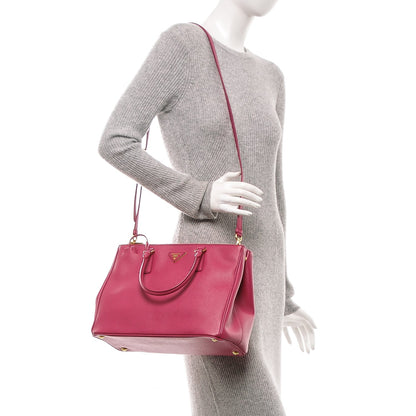 Prada Saffiano Medium Galleria Double Zip Tote Fuxia 2 of 7