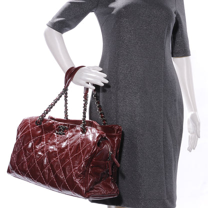 Chanel Glazed Goatskin Double Stitch Shoulder Bag Rouge 2 of 7