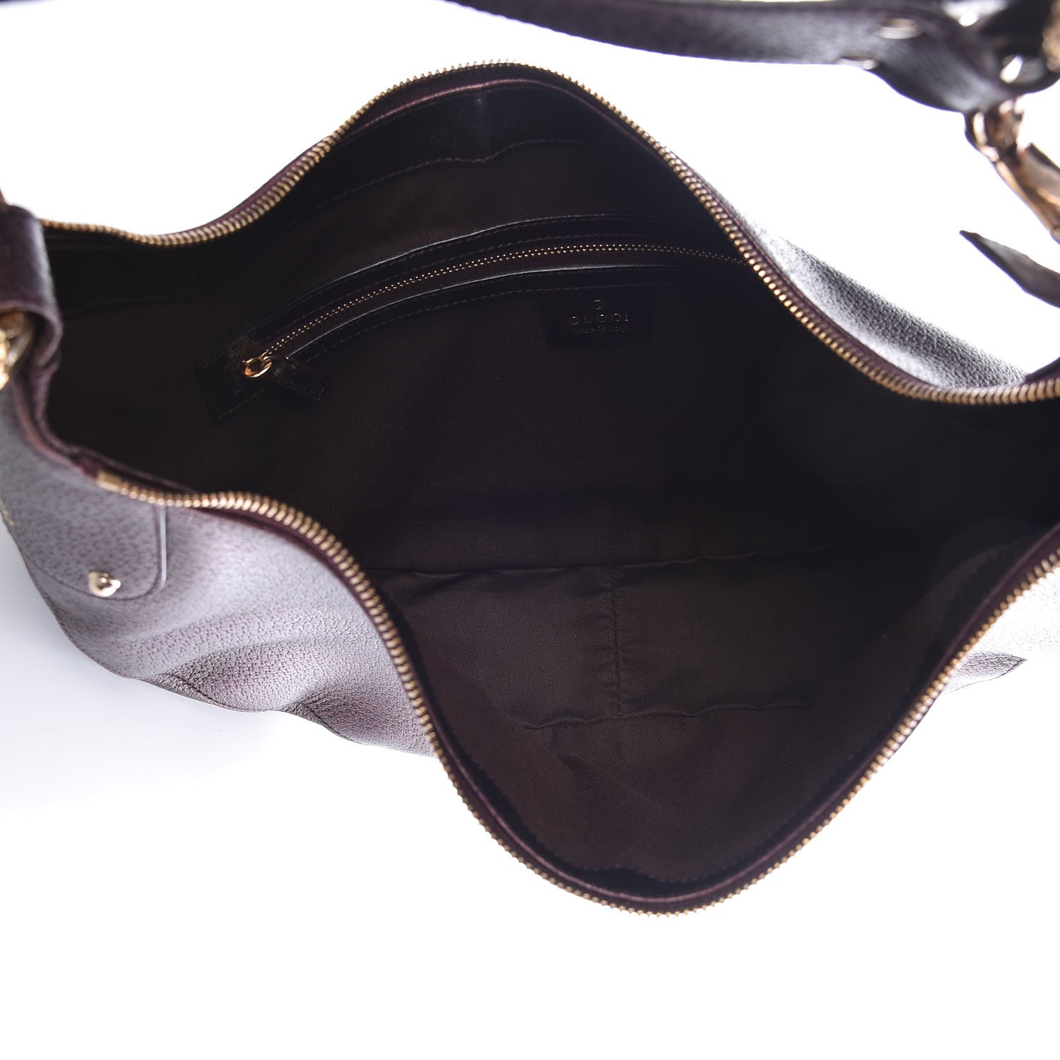 Gucci Metallic Calfskin Bamboo Ring Hobo Aubergine 5 of 9