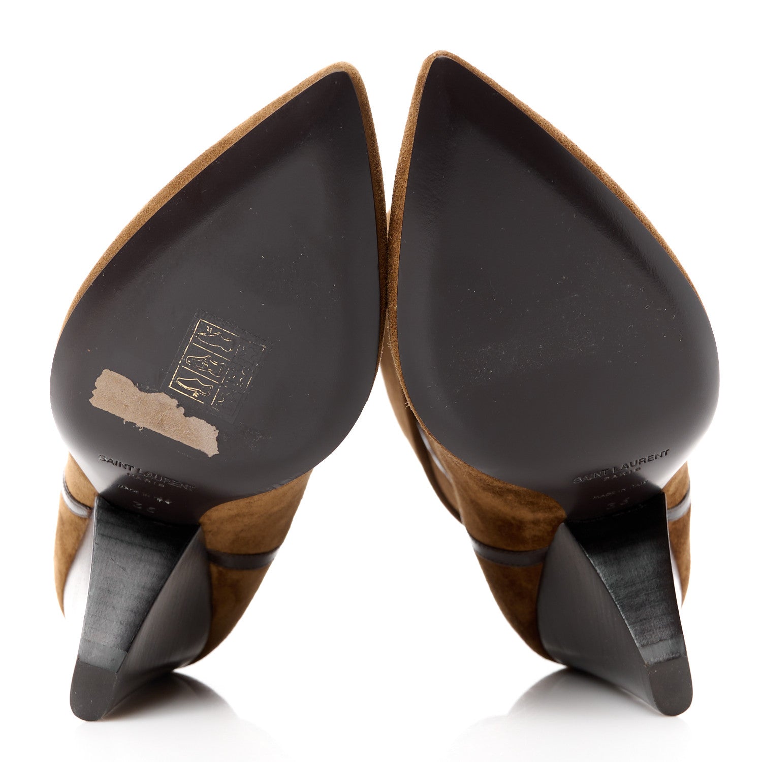 Saint Laurent Suede Liz 85 Wedge Booties 36 Dark Land 5 of 10