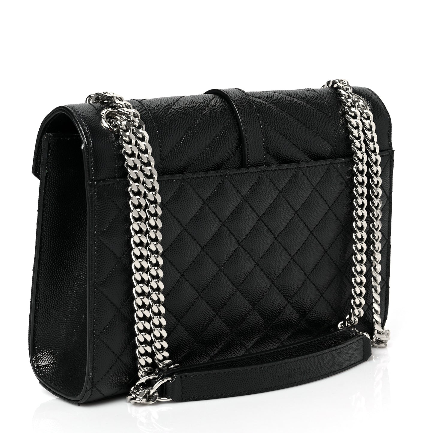 Grain De Poudre Textured Mixed Matelasse Triquilt Medium Monogram Satchel Black