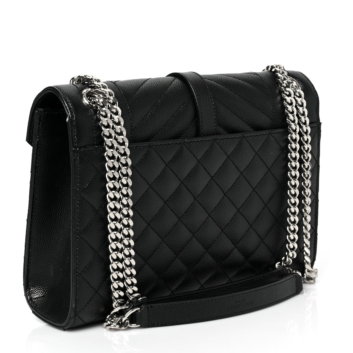 Saint Laurent Grain De Poudre Textured Mixed Matelasse Triquilt Medium Monogram Satchel Black 3 of 9