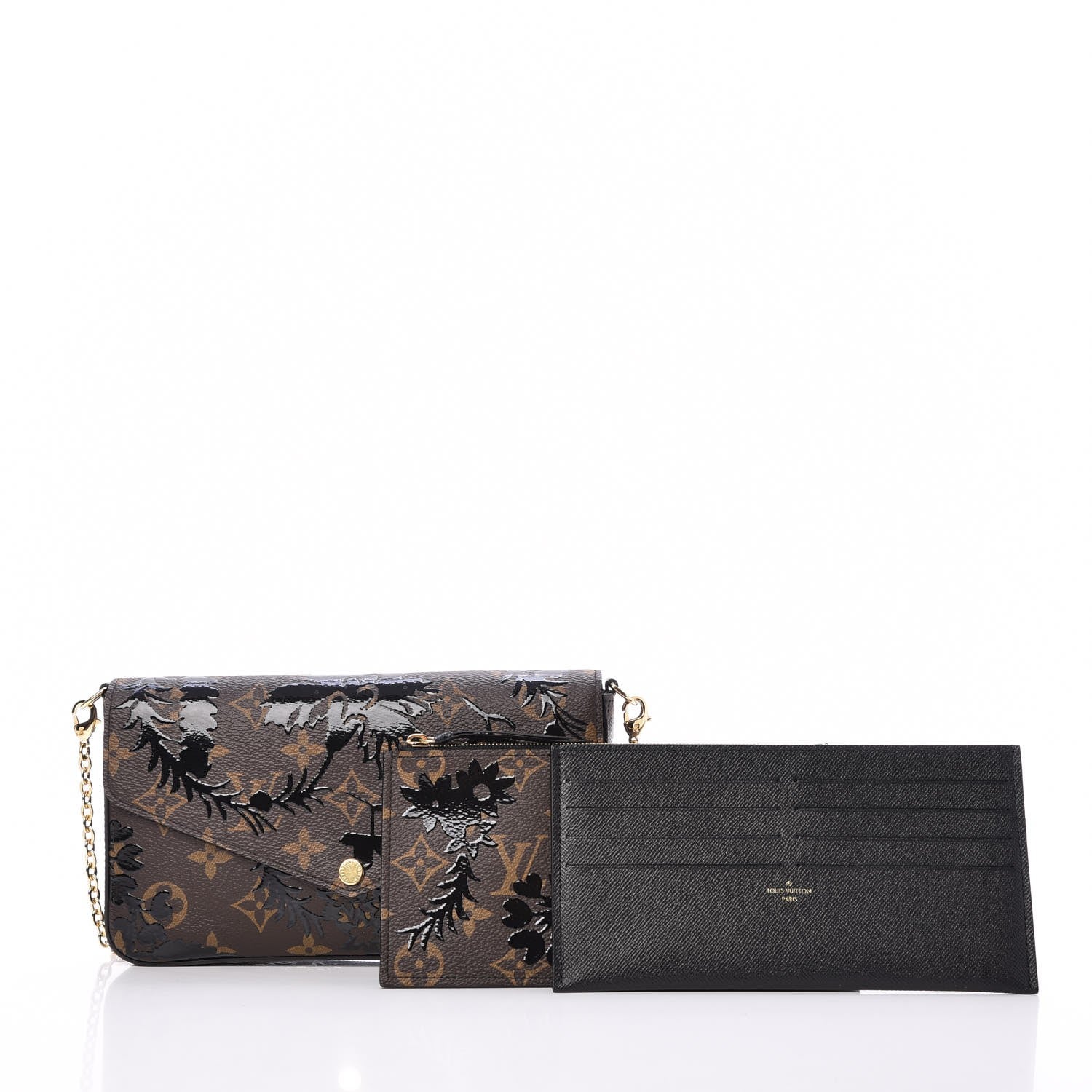 Louis Vuitton Monogram Blossom Pochette Felicie Chain Wallet Black 8 of 9