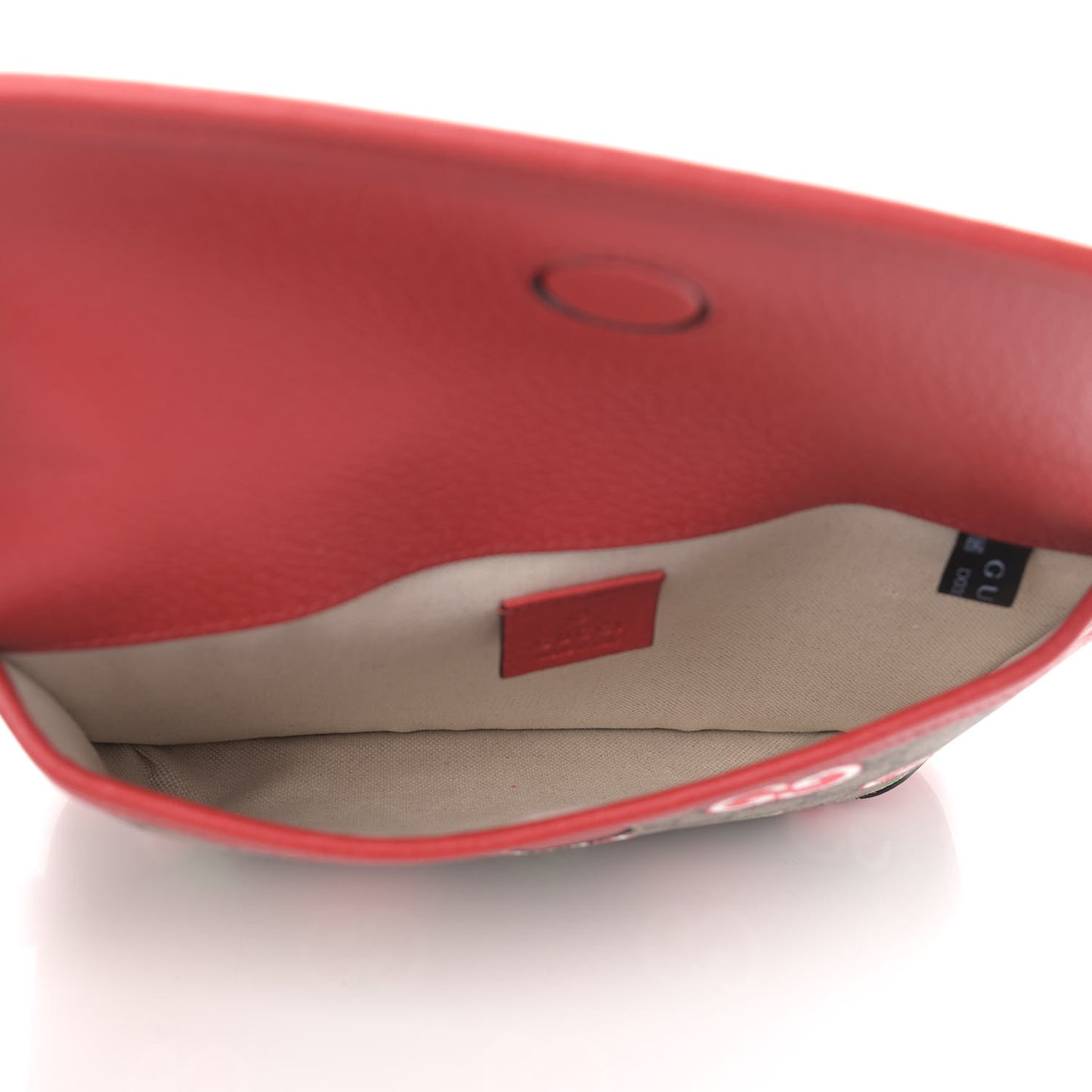 GG Supreme Monogram Apple Interlocking G Belt Bag Beige Multicolor Lobster Red