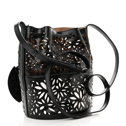 Alaia Calfskin Laser Cut Bucket Bag Black 3 of 11