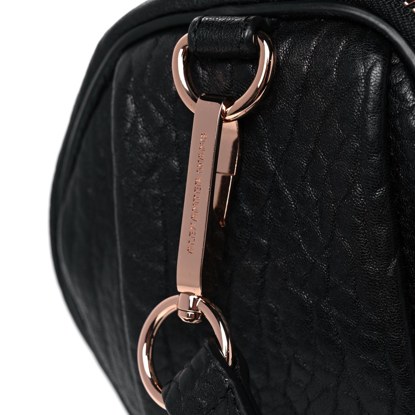 Pebbled Lambskin Mini Rockie Black Rose Gold Hardware