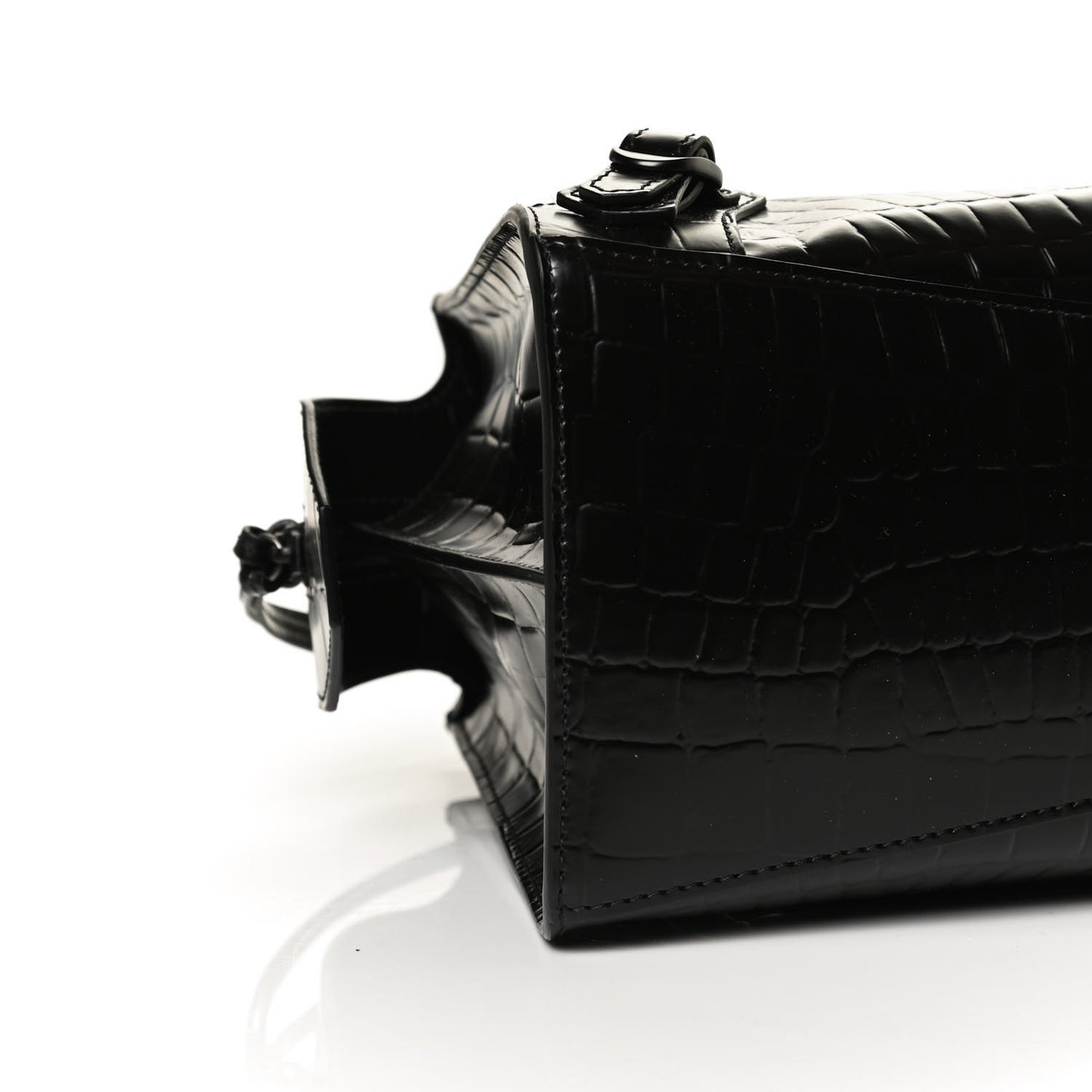 Semi Shiny Calfskin Crocodile Embossed Neo Classic Black Hardware S City Black