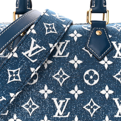 Louis Vuitton Monogram Jacquard Denim Speedy Bandouliere 25 Bleu 7 of 9