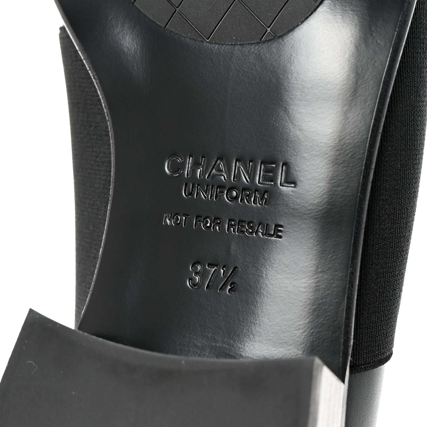 Chanel Calfskin Elastic Lace Up Cap Toe CC Loafers 37.5 Black 7 of 9