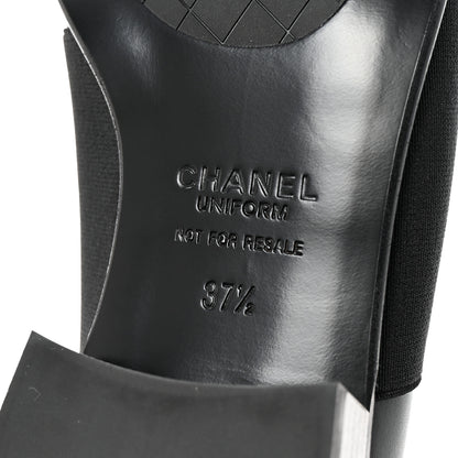 Chanel Calfskin Elastic Lace Up Cap Toe CC Loafers 37.5 Black 7 of 9