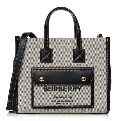 Burberry Canvas Smooth Calfskin Mini Two Tone Freya Tote Black 1 of 11