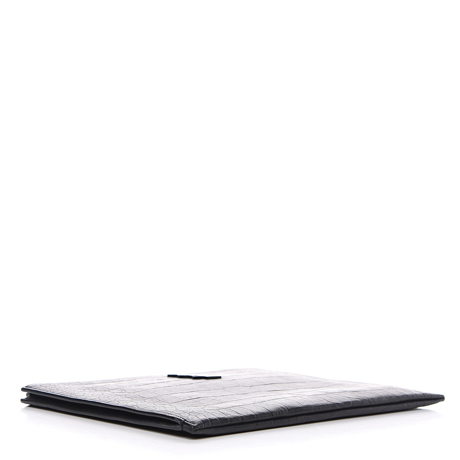 Saint Laurent Calfskin Crocodile Embossed Monogram iPad Case Black 3 of 8
