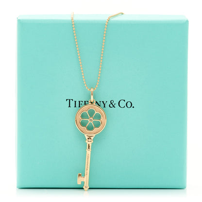 Tiffany 18K Rose Gold Diamond Small Daisy Key Pendant Necklace 6 of 6