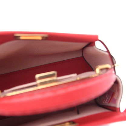 Fendi Vitello Seta Canvas FF Embroidered Mini Peekaboo Iconic Satchel Rosso Cardinale Multicolor 6 of 11