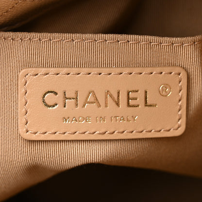 Chanel Caviar Quilted Rolled Up Bucket Drawstring Bag Beige 6 of 13