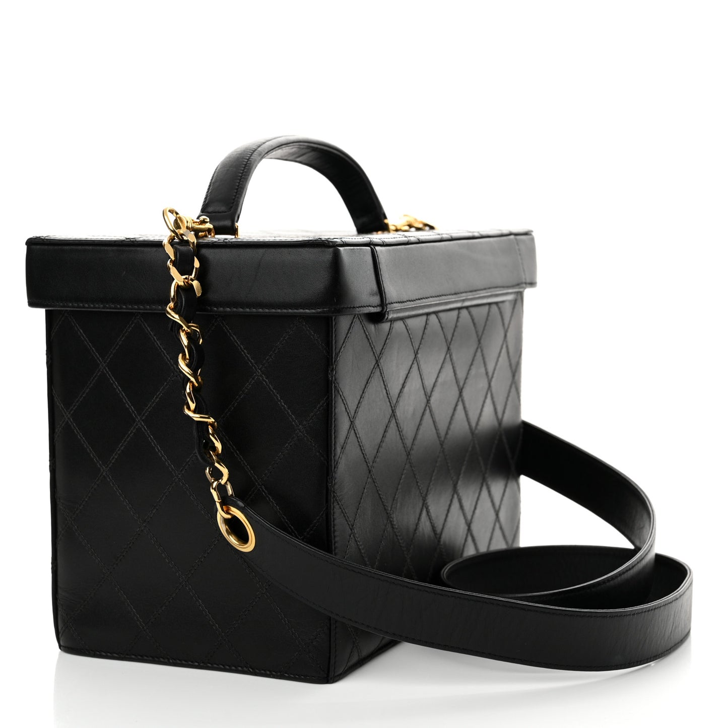 Calfskin Stitch Vanity Case Black