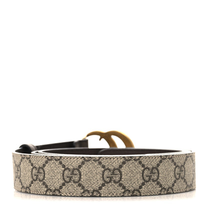 Gucci GG Supreme Monogram Matte Plutone Calfskin Double G 30mm Belt 115 46 Beige Ebony Black 2 of 5
