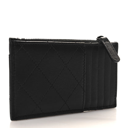 Chanel Calfskin Quilted Zip Card Holder So Black 3 of 8