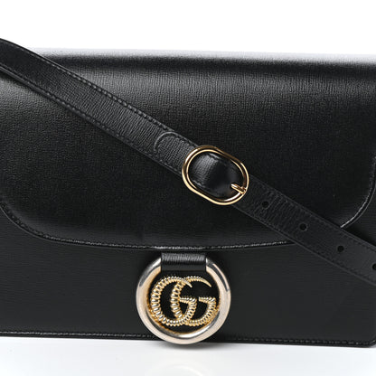 Gucci Textured Calfskin Small Torchon GG Ring Shoulder Bag Black 7 of 9