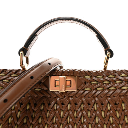 Fendi Vitello King Shiny Nappa Intreccio Petite Peekaboo I SEE U Satchel Gianduia 7 of 9