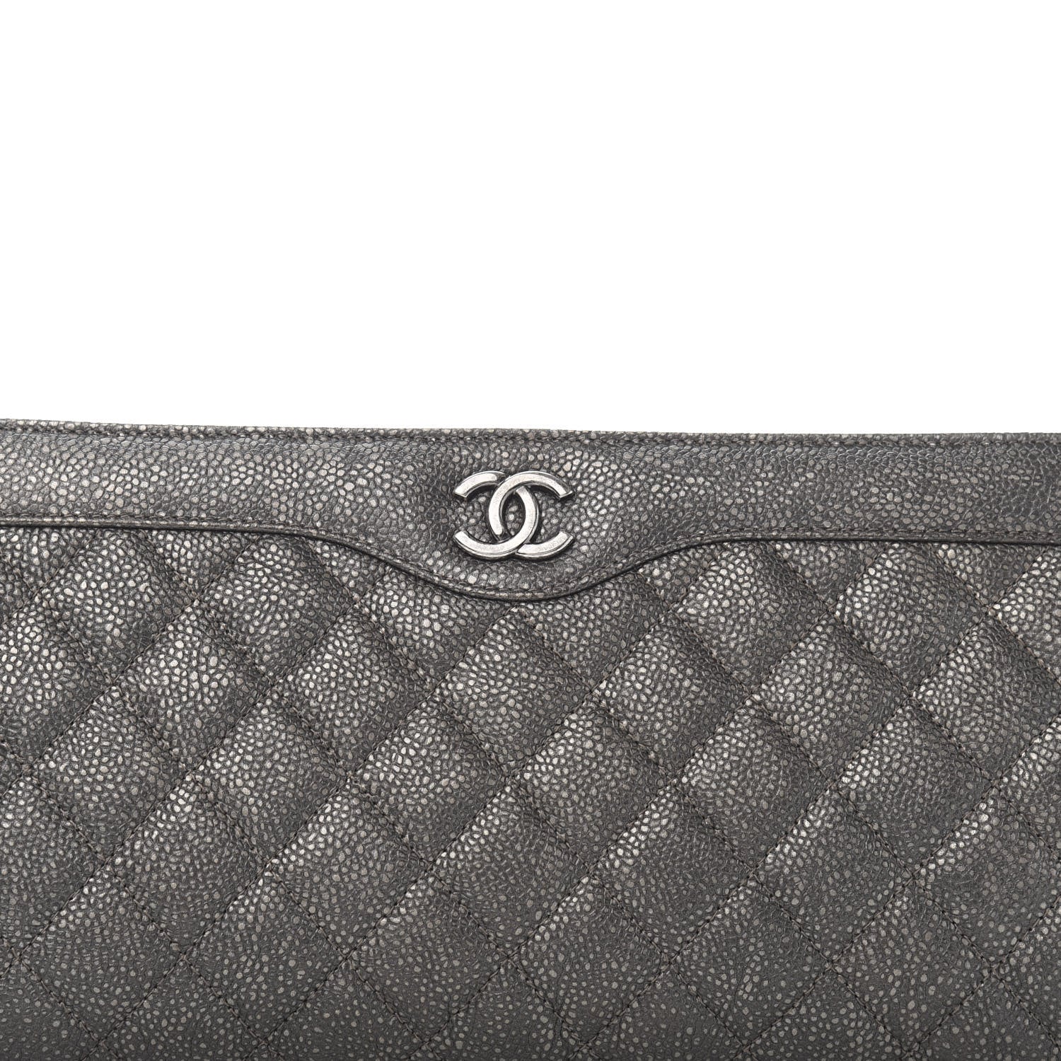 Chanel Metallic Caviar Quilted Clutch Dark Silver 10 of 10