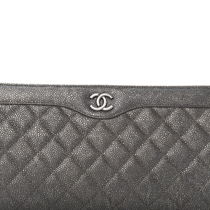 Chanel Metallic Caviar Quilted Clutch Dark Silver 10 of 10