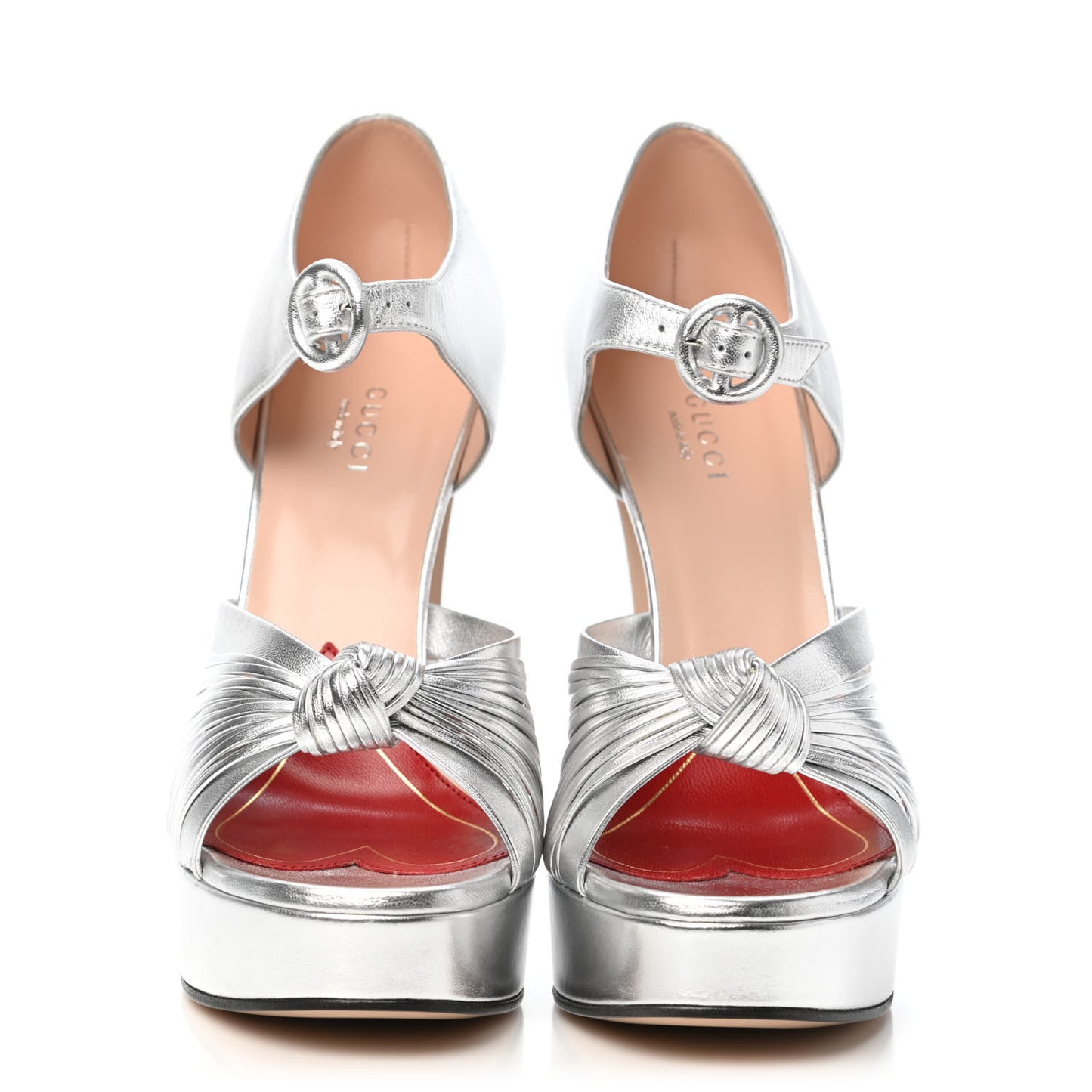 Metallic Nappa Crawford Knotted Strap Platform 37.5 Silver