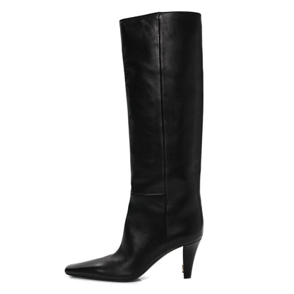 Saint Laurent Calfskin Jill Knee High Boots 39 Black 1 of 10