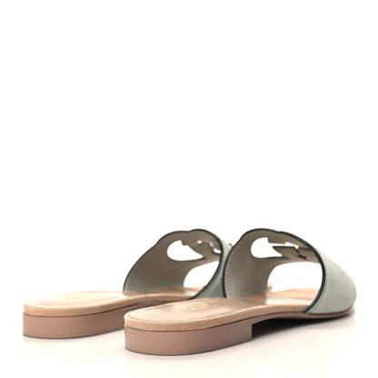 Gucci Kid Scamosciato Interlocking G Cut Out Slide Sandals 39 Salvy Green 4 of 8