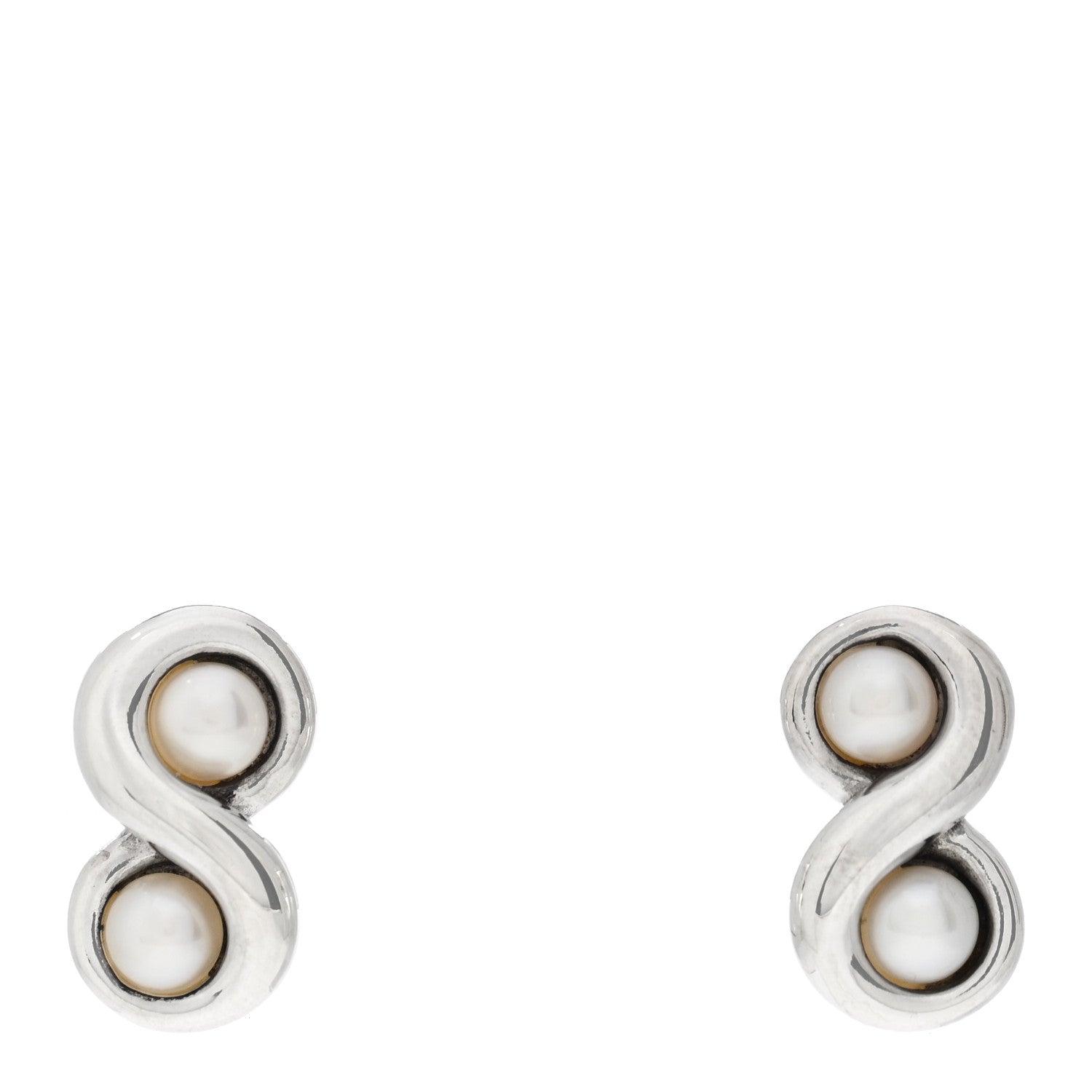 Tiffany Sterling Silver Pearl Infinity Earrings 1 of 3