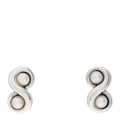 Tiffany Sterling Silver Pearl Infinity Earrings 1 of 3