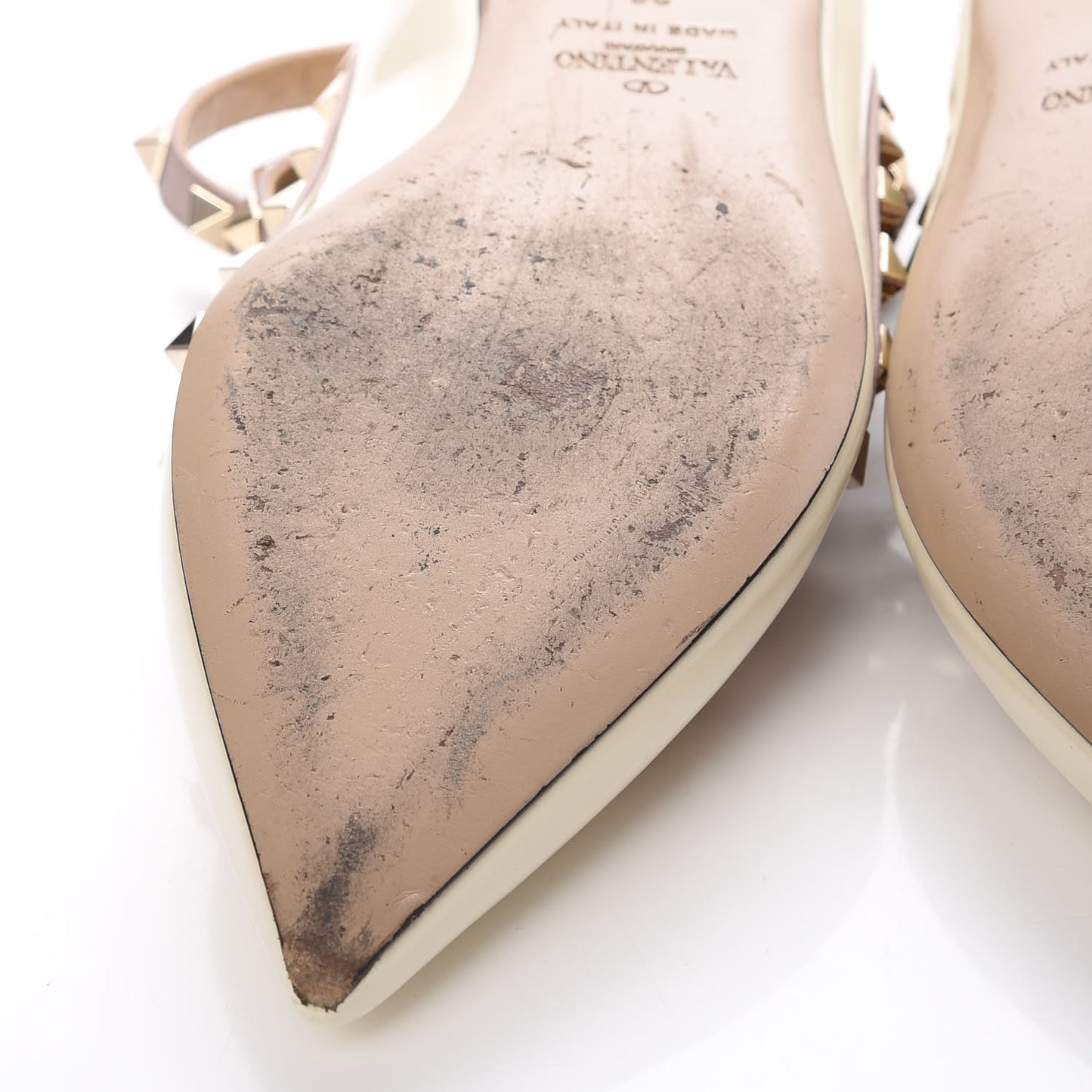 Patent Rockstud Cage Ballerina Flats 36 Light Ivory Poudre