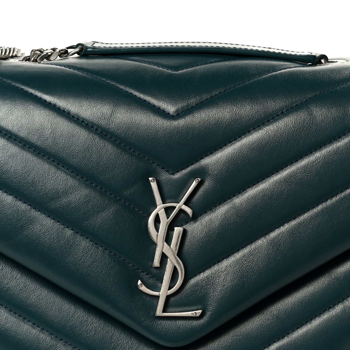 Calfskin Y Quilted Monogram Medium Loulou Chain Satchel Dark Turquoise