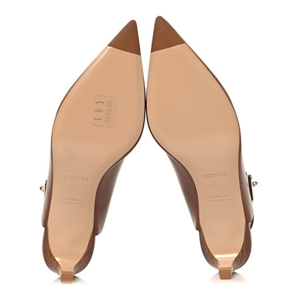 Hermes Nappa Lover 40 Slingback Pumps 38.5 Gold 6 of 10