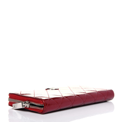 Chanel Patent Quilted Brilliant Zip Around Wallet Red 4 of 12