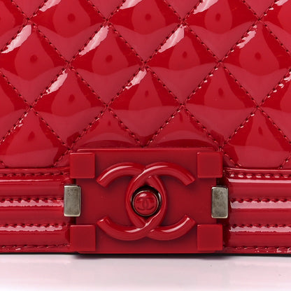 Chanel Patent Calfskin Quilted Medium Plexiglass Boy Flap Red 8 of 11
