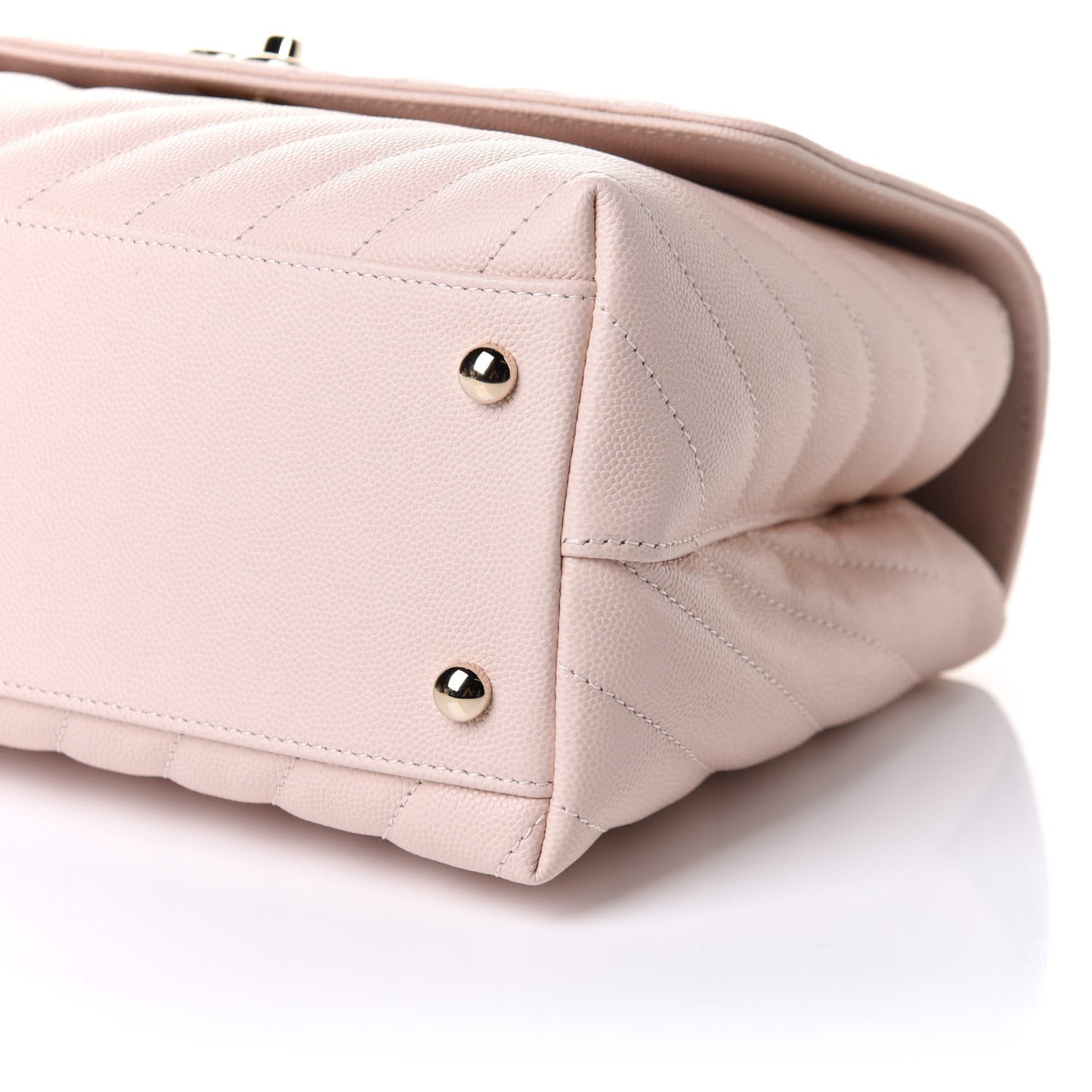 Caviar Lizard Embossed Chevron Quilted Small Coco Handle Flap Beige