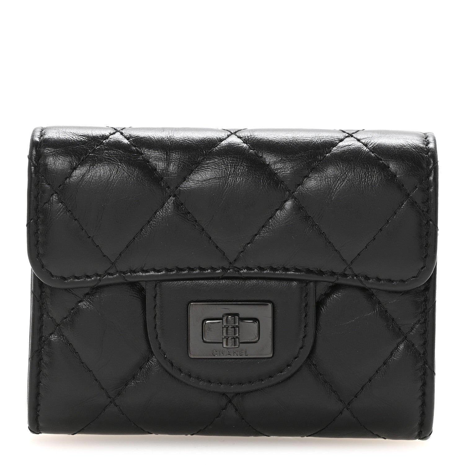 Chanel Aged Calfskin Quilted Reissue Flap Card Holder Wallet So Black 1 of 9
