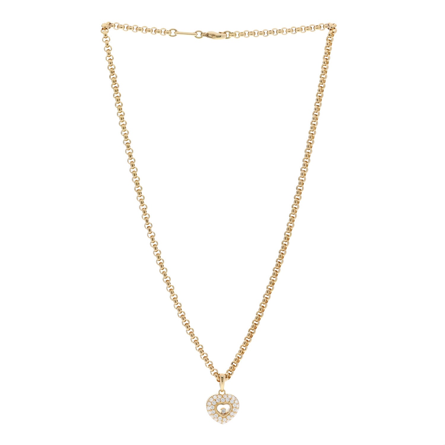 Chopard 18K Yellow Gold Diamond Happy Hearts Pave Necklace 3 of 5