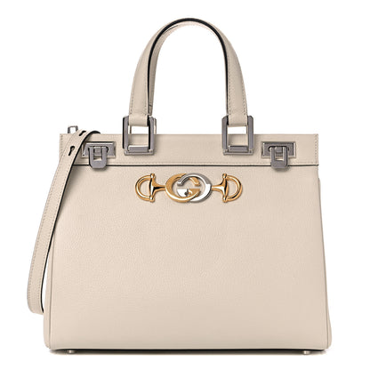 Gucci Grainy Calfskin Small Zumi Top Handle Bag Mystic White 1 of 16